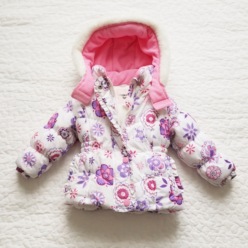 Toddler Girl White Puffer Coat